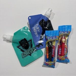 Marvel Black Panther Water Bottles and PEZ Bundle